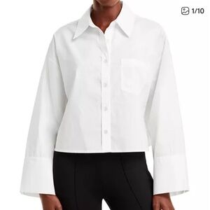 Anine Bing Mabel Flared Sleeve Cropped button down shirt